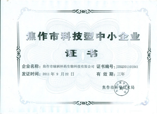 科技型中小企业证书